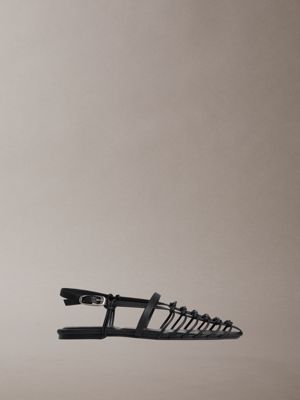 black liliana - leather strappy ballerinas for women calvin klein