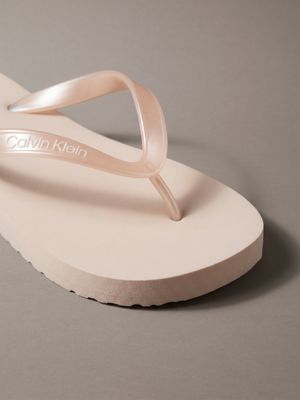 whisper pink arwa - metallic pearlised flip flops for women calvin klein