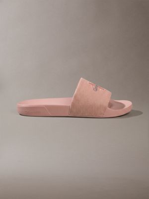 blue canvas contoured logo sliders for women calvin klein