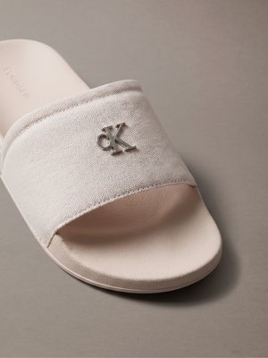 crystal grey nemo - logo-slippers aus canvas mit klassischem logo für damen - calvin klein