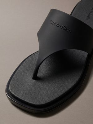 triple black finni - jelly flat thong sandals for women calvin klein