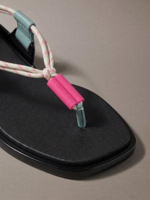 black/arctic/pink yarrow harper - rope thong sandals for women calvin klein