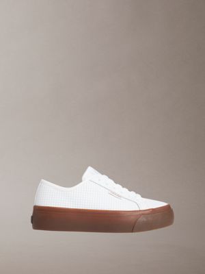 white valentina - leather platform trainers for women calvin klein