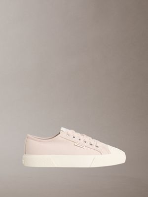 beige ck luna - canvas emblem logo trainers for women calvin klein