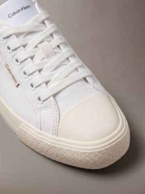 ck luna - baskets en toile avec logo emblématique bright white pour femmes calvin klein
