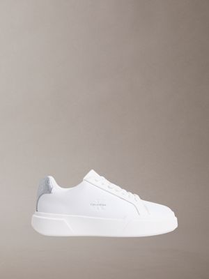 white ck avenue - leather logo trainers for women calvin klein