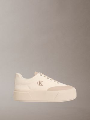 beige sienna - canvas logo platform trainers for women calvin klein