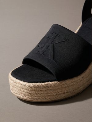 ck black elisabeth - espadrille wedge sandals for women calvin klein