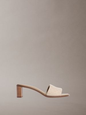 marghe - sandales à talon en jacquard beige pour femmes calvin klein