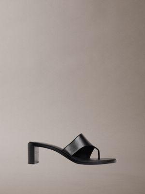 marghe - sandalias de dedo de piel con tacón black de mujeres calvin klein