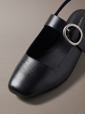 triple black leather slingback ballerinas for women calvin klein