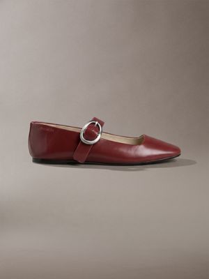 red leather mary jane ballerinas for women calvin klein