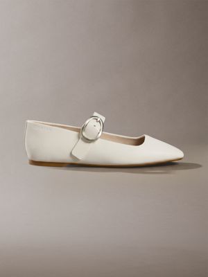 white leather mary jane ballerinas for women calvin klein