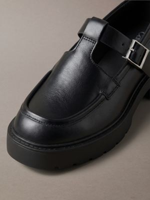 triple black ck bold - leather mary jane loafers for women calvin klein
