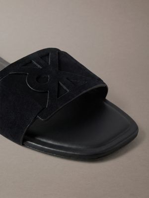 triple black ck provence - suede square toe sandals for women calvin klein