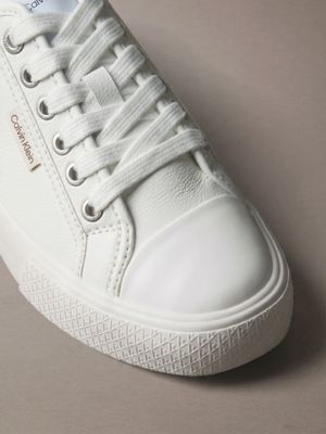 ck luna - sneakers in pelle con logo triple bright white da donne calvin klein