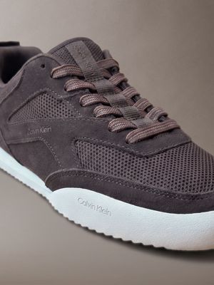 rocky brown/dk ecru ck kayla - suede runner trainers for women calvin klein