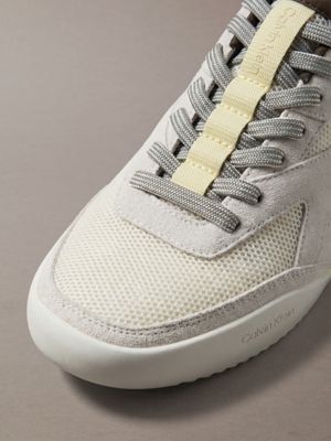 marshmallow/ethereal green/mocha ck kayla - suede runner trainers for women calvin klein