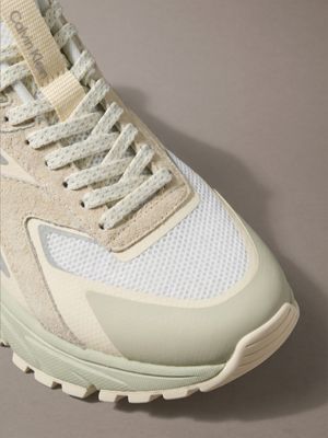 off white/light cashew/turtledove knit mesh runner trainers for women calvin klein