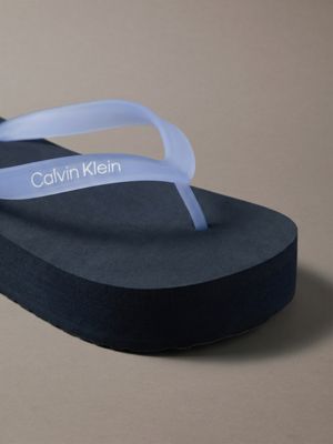 cornflower blue/light blue pearlised platform flip flops for women calvin klein