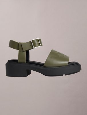 melanie - sandali in pelle con tacco green da donne calvin klein