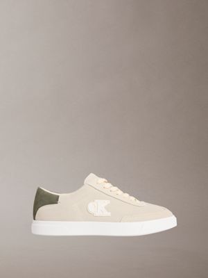 beige brooke - suede signature logo trainers for women calvin klein
