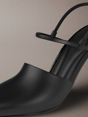 escarpins à talon aiguille en cuir avec bride arrière triple black pour femmes calvin klein
