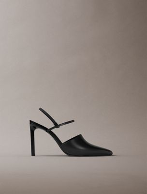 escarpins à talon aiguille en cuir avec bride arrière black pour femmes calvin klein