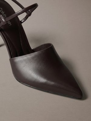 escarpins à talon aiguille en cuir avec bride arrière chocolate plum pour femmes calvin klein