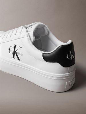 bright white leather signature platform trainers for women 