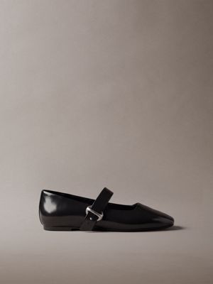 black leather mary jane ballerinas for women calvin klein