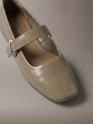 desert taupe mary jane ballerinas aus leder für damen - calvin klein