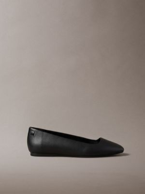 black ballerinas aus leder mit quadratischer spitze für damen - calvin klein