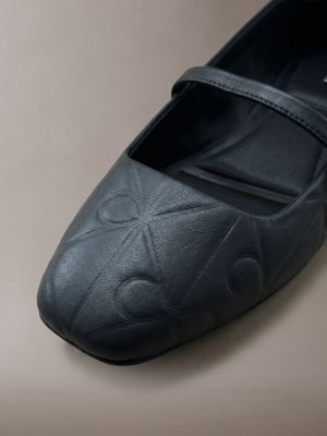 triple black mary jane ballerinas aus leder für damen - calvin klein