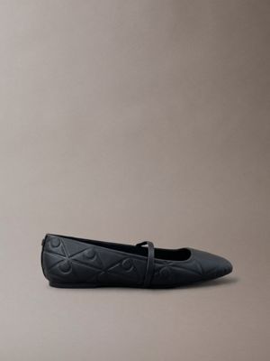 black mary jane ballerinas aus leder für damen - calvin klein