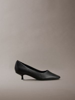 black leather kitten heel pumps for women calvin klein