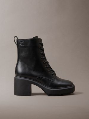 botas de piel con tacón grueso de plataforma black de mujeres calvin klein