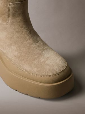affogat suede water repellent platform boots for women calvin klein