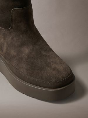 bottes déperlantes en daim à plateforme rocky brown pour femmes calvin klein