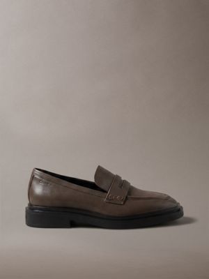 red leather square-toe penny loafers for women calvin klein