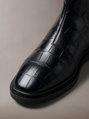 botines de piel con efecto cocodrilo triple black de mujeres calvin klein