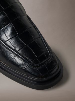 mules en cuir effet crocodile triple black pour femmes calvin klein