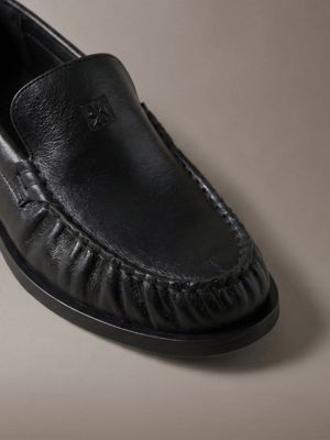 triple black thea - leather pleated loafers for women calvin klein