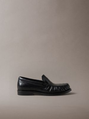 black thea - leather pleated loafers for women calvin klein