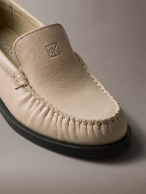 taupe/black thea - leather pleated loafers for women calvin klein
