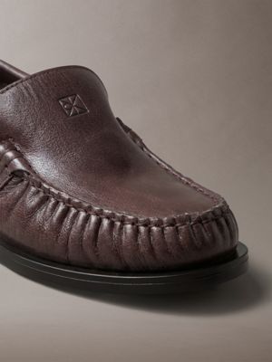 fudge/black thea - leather pleated loafers for women calvin klein