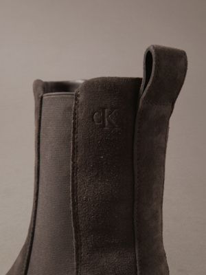 rocky brown/black ck bold - suede chelsea boots for women calvin klein