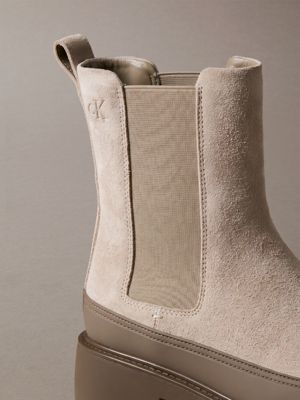 desert taupe/mocha ck bold - suede chelsea boots for women calvin klein
