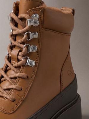 natural umber/turkish coffee ck bold - leather hiking boots for women calvin klein