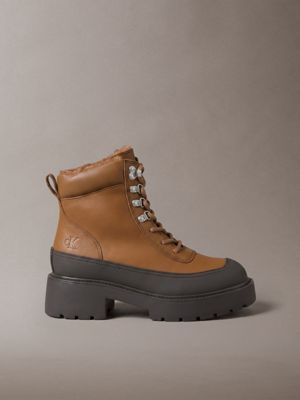 brown ck bold - leather hiking boots for women calvin klein